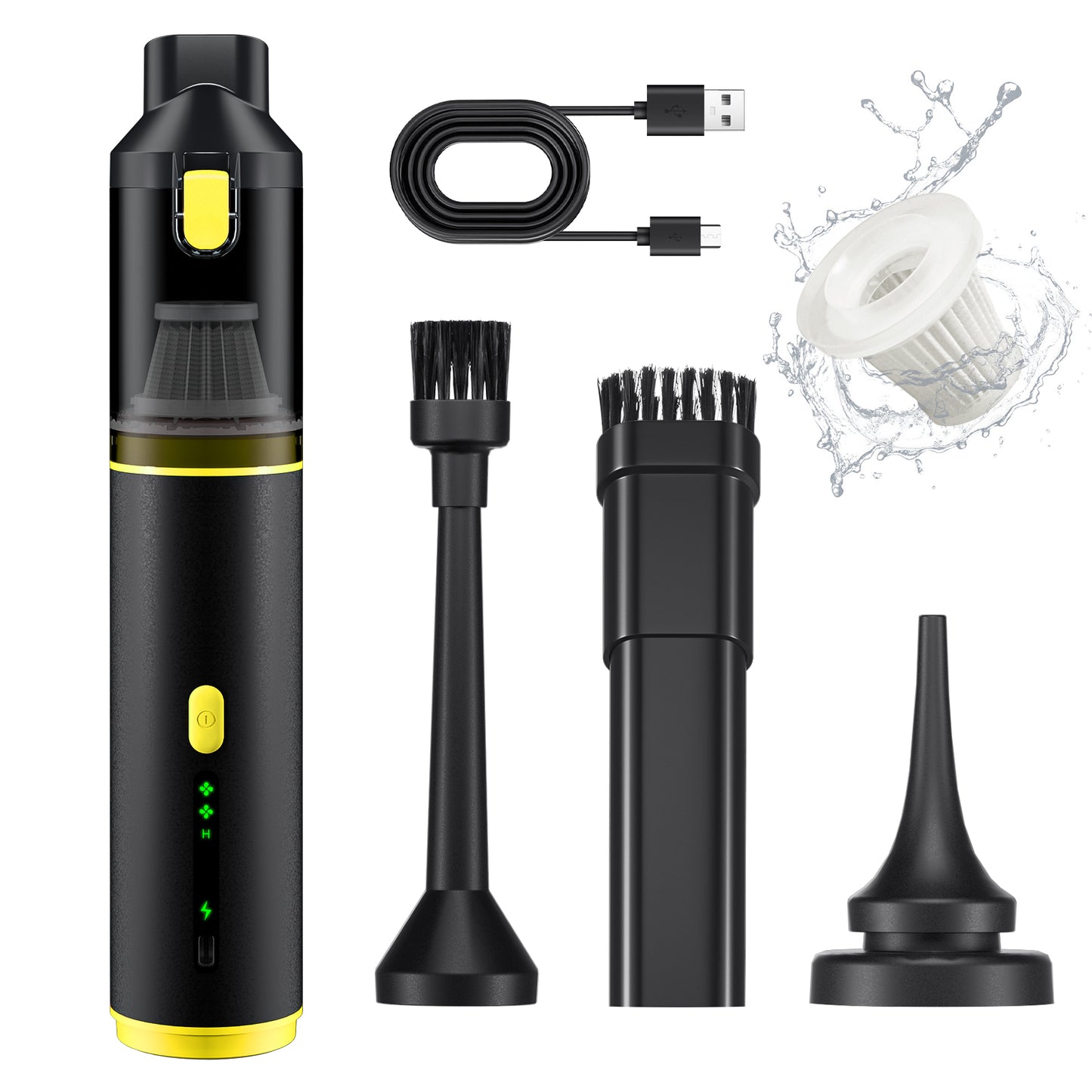 Novarhome Car Vacuum Portable with 16000Pa Powerful Suction, Handheld Vacuum Cordless Rechargeable Blow & Suction 4 in 1, Small Vacuum Cleaner for Car, Home, Office, Outdoor