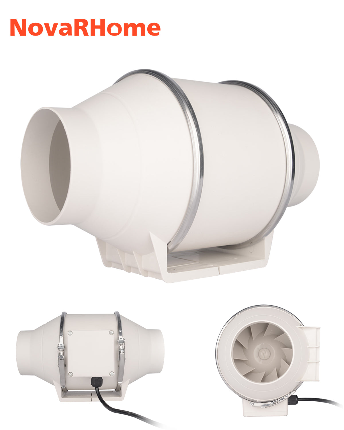 Novarhome 6" Inline Duct Fan, 397 CFM Ventilation Exhaust Fan with Speed Controllor & Quiet AC Motor, Ideal for Heating, Cooling, Grow Tents, Hydroponics