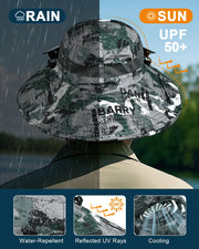 Novarhome Wide Brim Sun Hat with 2 Solar Fan, Solar & USB Charging, Sun Bucket Hat for Men Women, UPF 50+ Bucket Fishing & Beach Hat with Fan