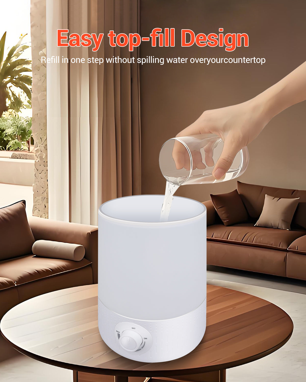 Novarhome Top Fill Humidifiers for Bedroom, 4L Tank for Large Room, Easy to Fill & Clean, 28dB Quiet Cool Mist Air Humidifier for Home Baby Nursery & Plants