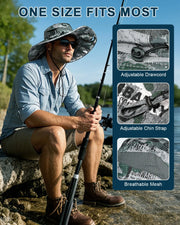 Novarhome Wide Brim Sun Hat with 2 Solar Fan, Solar & USB Charging, Sun Bucket Hat for Men Women, UPF 50+ Bucket Fishing & Beach Hat with Fan