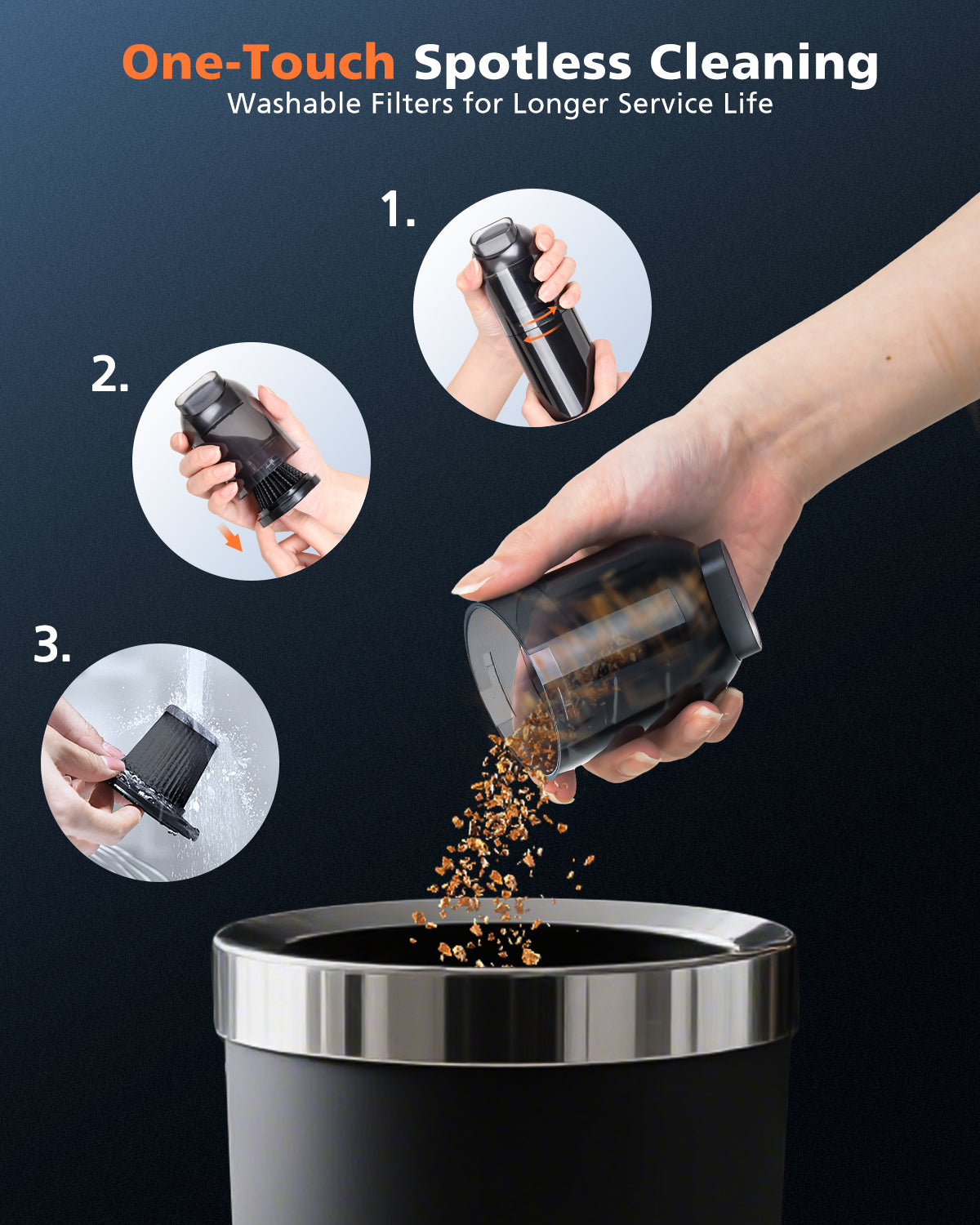 Novarhome Handheld Vacuum Cleaner Cordless - Mini Car Vacuum Cleaner for Cleaning, Blowing, Inflating & Pumping with LED Display & Light, Portable Mini Tool for Car, Home, Pet Hair, Office (Black)