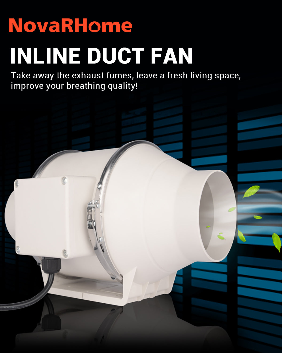 Novarhome 6" Inline Duct Fan, 397 CFM Ventilation Exhaust Fan with Speed Controllor & Quiet AC Motor, Ideal for Heating, Cooling, Grow Tents, Hydroponics