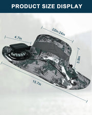 Novarhome Wide Brim Sun Hat with 2 Solar Fan, Solar & USB Charging, Sun Bucket Hat for Men Women, UPF 50+ Bucket Fishing & Beach Hat with Fan