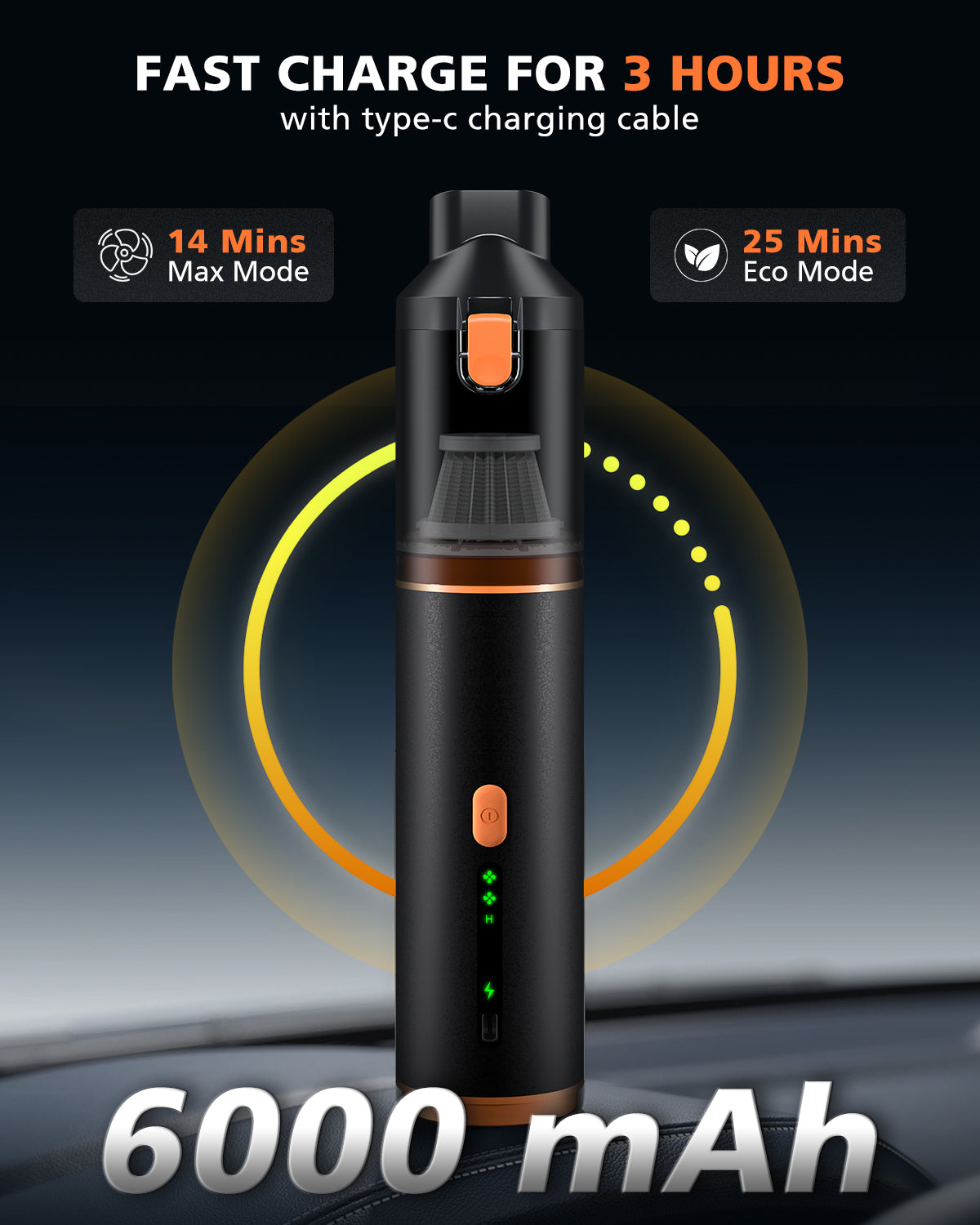 Novarhome Car Vacuum Portable with 16000Pa Powerful Suction, Handheld Vacuum Cordless Rechargeable Blow & Suction 4 in 1, Small Vacuum Cleaner for Car, Home, Office, Outdoor