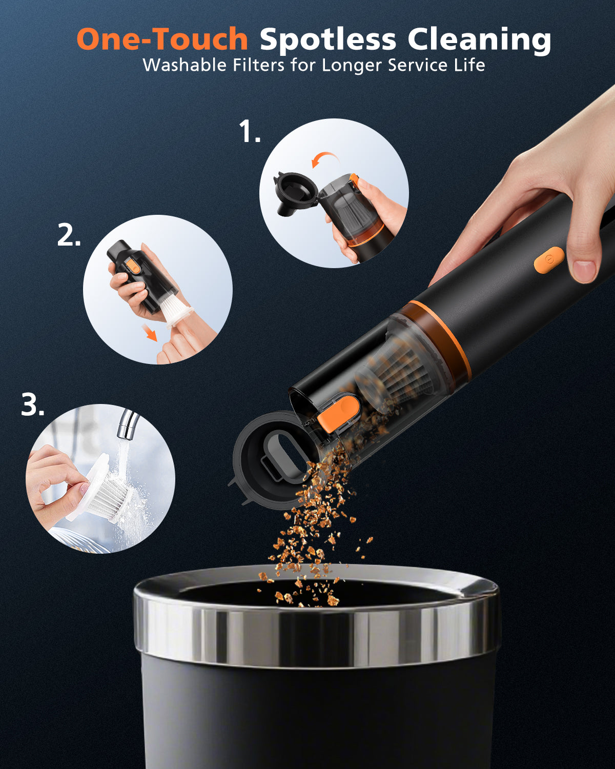 Novarhome Car Vacuum Portable with 16000Pa Powerful Suction, Handheld Vacuum Cordless Rechargeable Blow & Suction 4 in 1, Small Vacuum Cleaner for Car, Home, Office, Outdoor