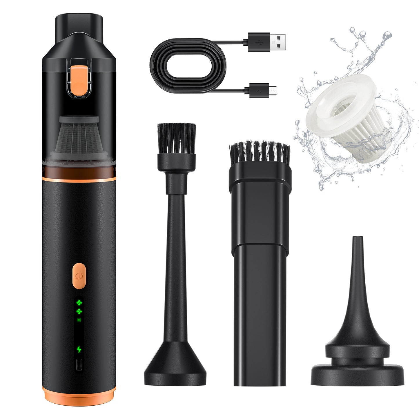 Novarhome Car Vacuum Portable with 16000Pa Powerful Suction, Handheld Vacuum Cordless Rechargeable Blow & Suction 4 in 1, Small Vacuum Cleaner for Car, Home, Office, Outdoor