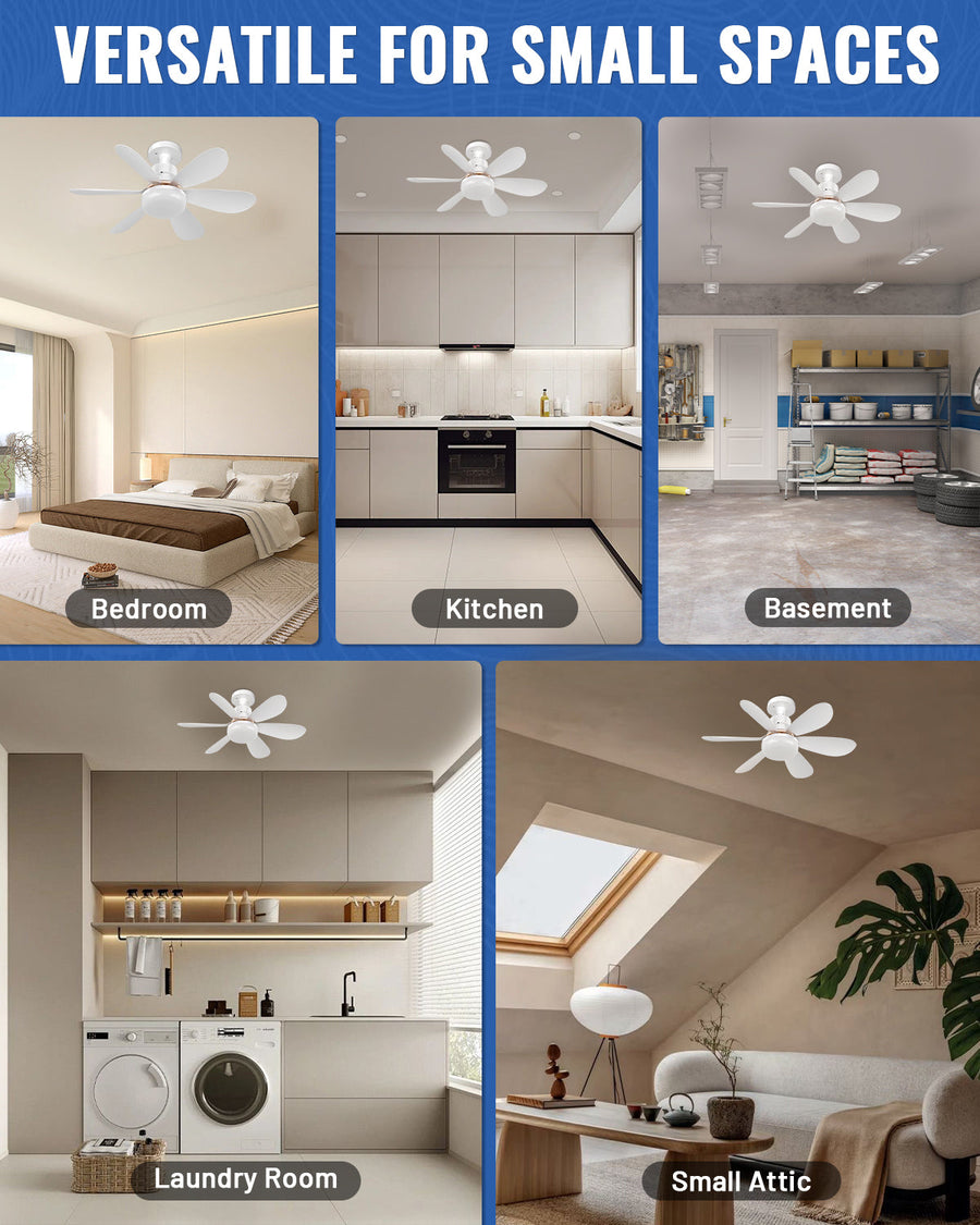 Novarhome Socket Ceiling Fans with Lights and Remote, Dimmable LED Socket Fan Light for Bedroom, Kitchen, Living Room, Garage