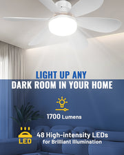 Novarhome Socket Ceiling Fans with Lights and Remote, Dimmable LED Socket Fan Light for Bedroom, Kitchen, Living Room, Garage