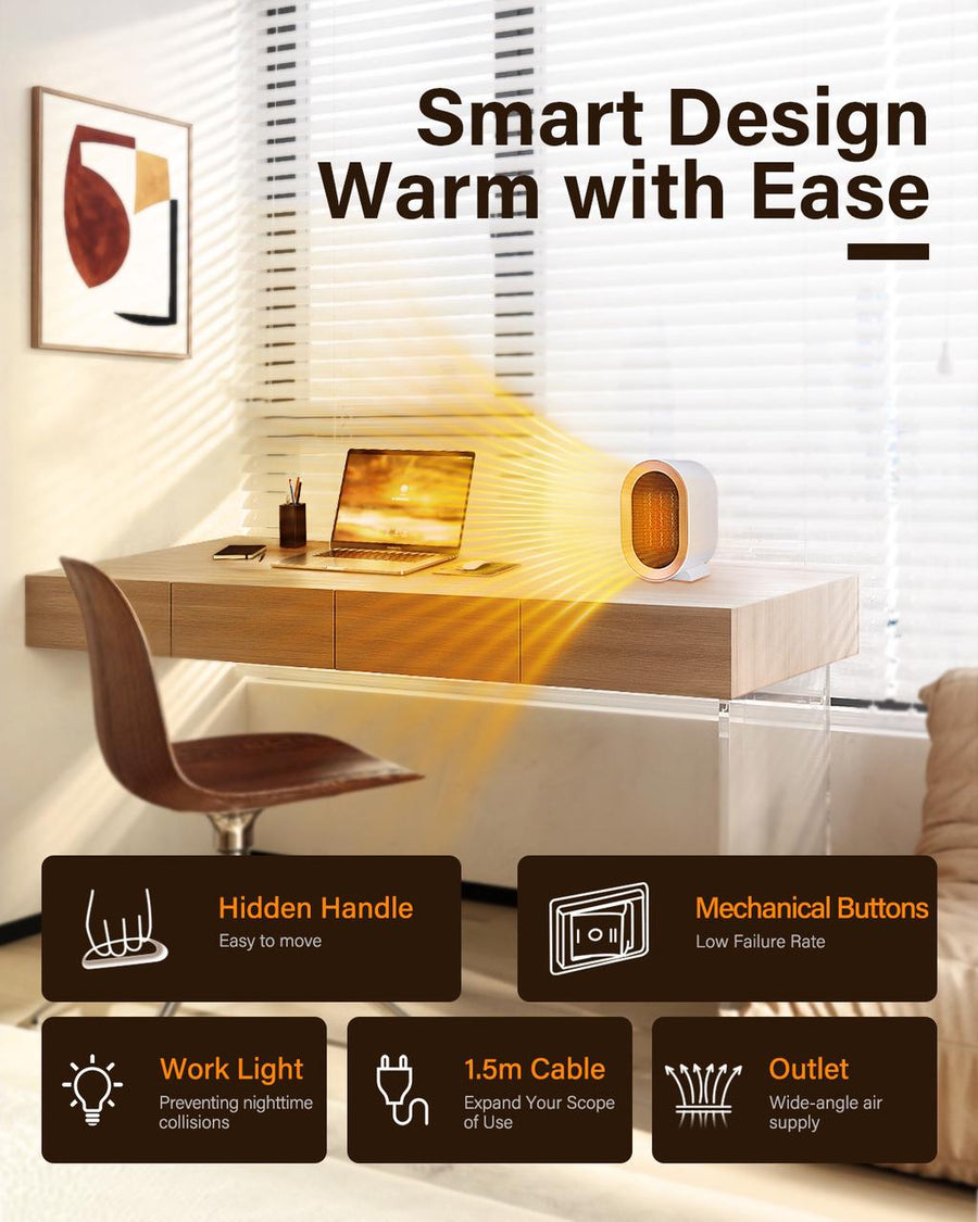 Novarhome Space Heater for Indoor Use, Mini Portable Heater Fan Fast Heating for Bedroom, Office Energy Efficient Quiet