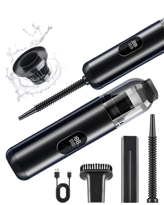 Novarhome Handheld Vacuum Cleaner Cordless - Mini Car Vacuum Cleaner for Cleaning, Blowing, Inflating & Pumping with LED Display & Light, Portable Mini Tool for Car, Home, Pet Hair, Office (Black)