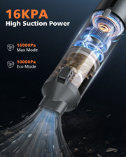 Novarhome Car Vacuum Portable with 16000Pa Powerful Suction, Handheld Vacuum Cordless Rechargeable Blow & Suction 4 in 1, Small Vacuum Cleaner for Car, Home, Office, Outdoor