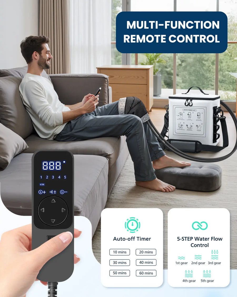 Novarhome Cold Therapy Machine with Programmable Timer, Portable Ice Machine for Knee After Surgery, Knee Replacement Recovery System with Compression Pad for Shoulder, Hip and Ankle