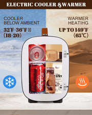 Novarhome Mini Fridge for Bedroom, 4 Liter/6 Cans Skincare  Cooler & Warmer, Small Fridge for Camping, Dorm, Office, Car (Black)