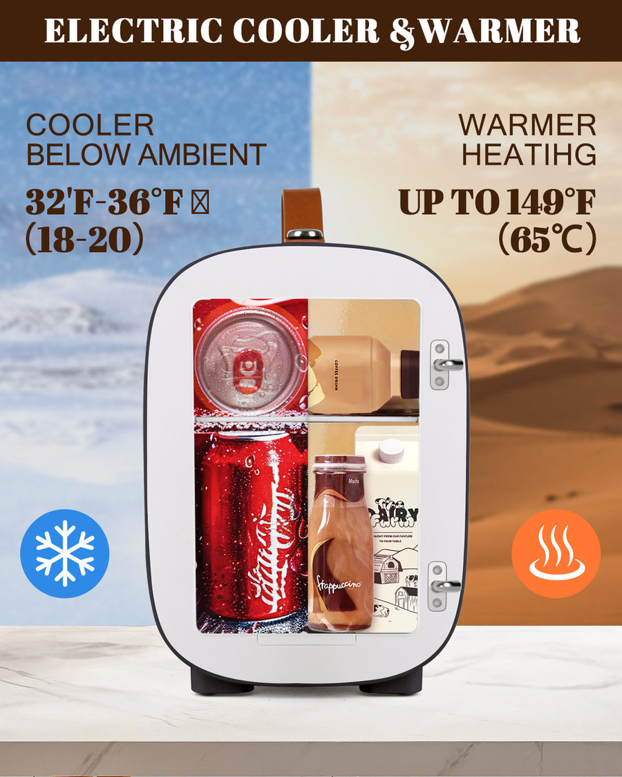 Novarhome Mini Fridge for Bedroom, 4 Liter/6 Cans Skincare  Cooler & Warmer, Small Fridge for Camping, Dorm, Office, Car (Black)