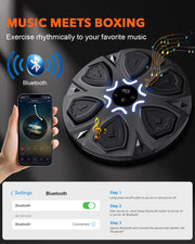 Novarhome Musical Boxing Machine - Wall Mounted Bluetooth Boxing Trainer with LED Lights, Interactive Reaction Training Equipment for Adults and Children, Stress Relief Fitness Workout Gift