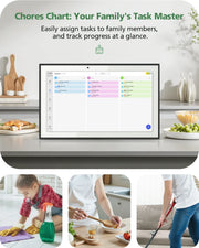 Novarhome Digital Calendar Chore Chart, Smart Digital Calendar Wall Planner Picture Frame with HD Touch Screen, Desk & Wall Mount Planner for Family Schedules
