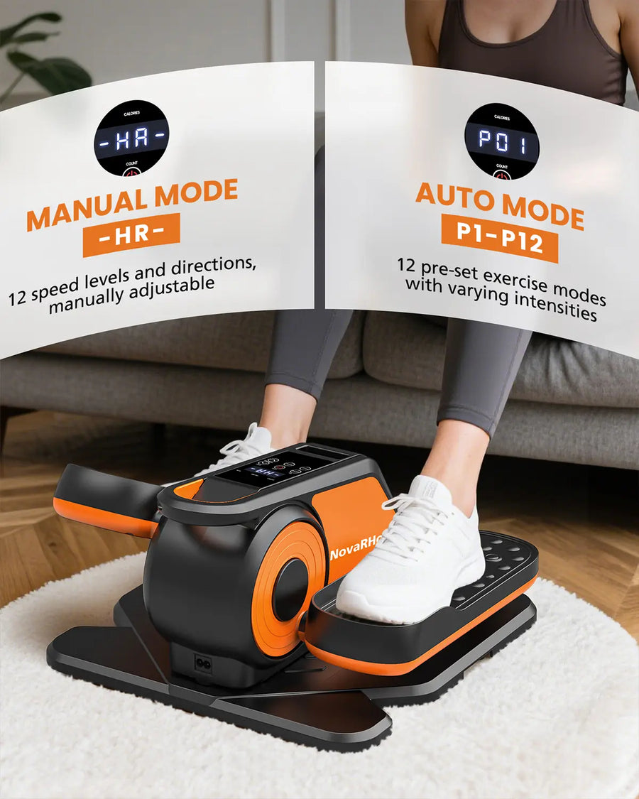 Novarhome Under Desk Elliptical Machine, Quiet & Portable Electric Machine Seated Pedal Exerciser with Remote Control, Low-Impact Electric Leg Workout Machine with 12 Level Speeds Adjustable for Home Office