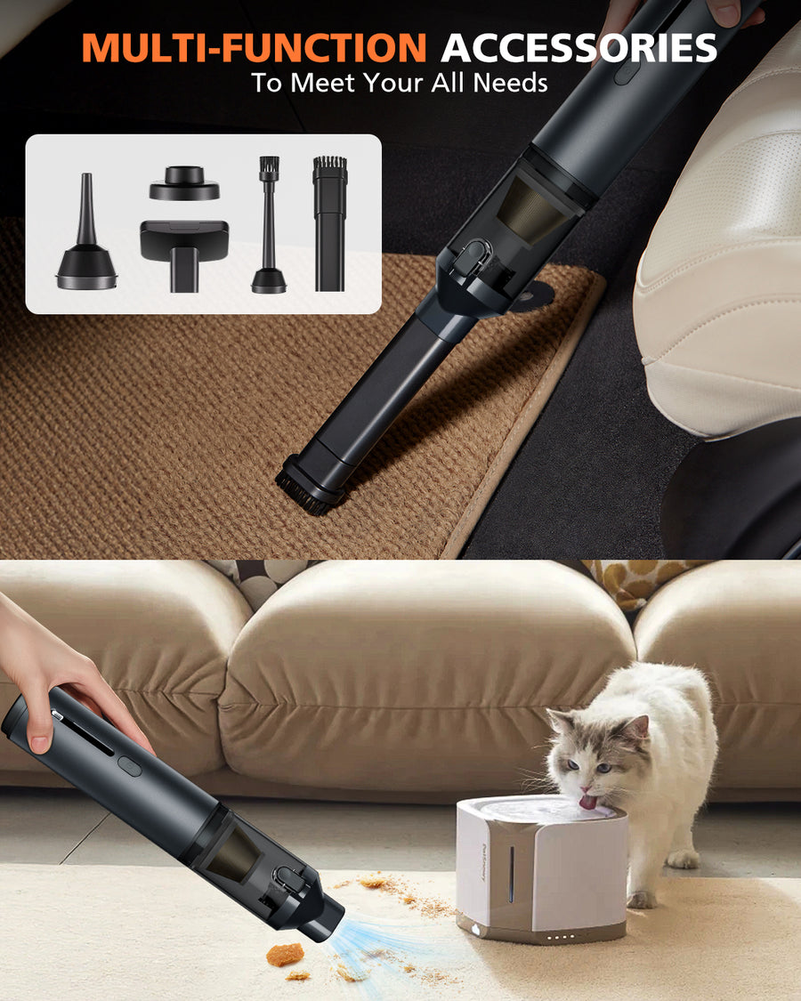 Novarhome Car Vacuum Portable with 16000Pa Powerful Suction, Handheld Vacuum Cordless Rechargeable Blow & Suction 4 in 1, Small Vacuum Cleaner for Car, Home, Office, Outdoor