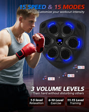 Novarhome Music Boxing Machine, Interactive Punching Trainer with Boxing Gloves, Large Size Wall Mounted Electronic Boxing Target for Adults Kids, 15 Modes & 15 Speeds