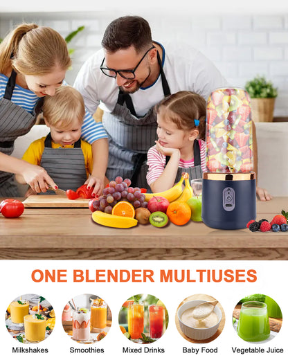 Novarhome Portable Personal Blender 13 OZ/400 ML Juicer, 40W Personal Size Blender, Ideal for Smoothies, Ice Blending, Juicing, and Food Processing, Compact, Convenient, and Versatile (Blue)