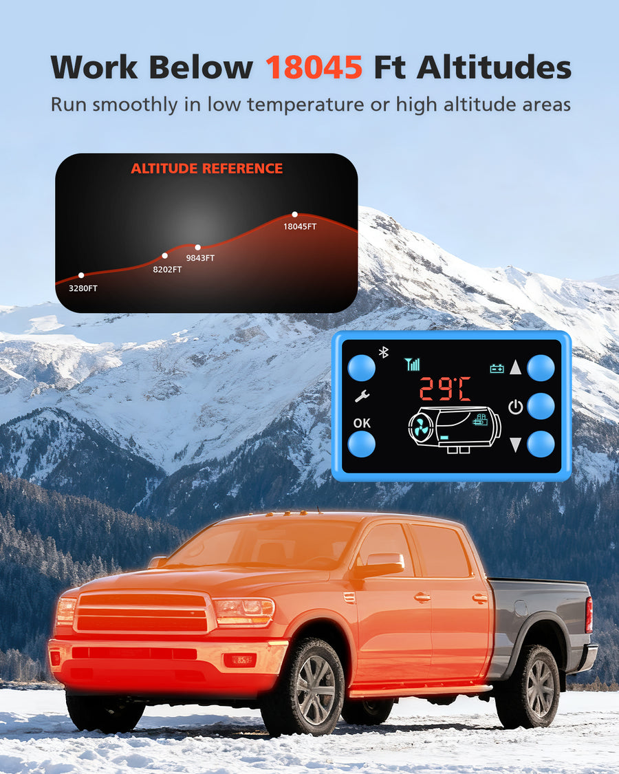 Novarhome 8KW 12V Diesel Air Heater with LCD & Remote Control, Smart Bluetooth App, Low Fuel Consumption, Automatic Altitude Adjustment, Max 18045 ft, 5L Tank, Quiet & Efficient Heating for Car SUV Trailer Camper Van Boat Garage