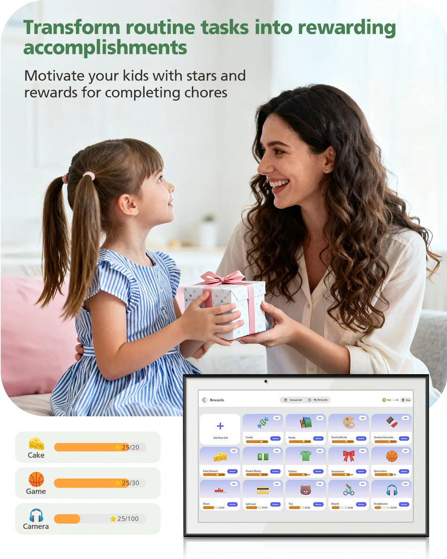 Novarhome Digital Calendar Chore Chart, Smart Digital Calendar Wall Planner Picture Frame with HD Touch Screen, Desk & Wall Mount Planner for Family Schedules