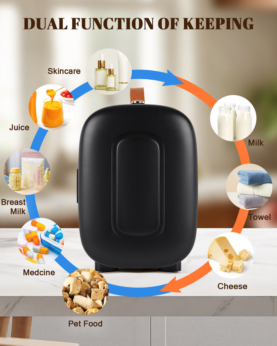 Novarhome Mini Fridge for Bedroom, 4 Liter/6 Cans Skincare  Cooler & Warmer, Small Fridge for Camping, Dorm, Office, Car (Black)