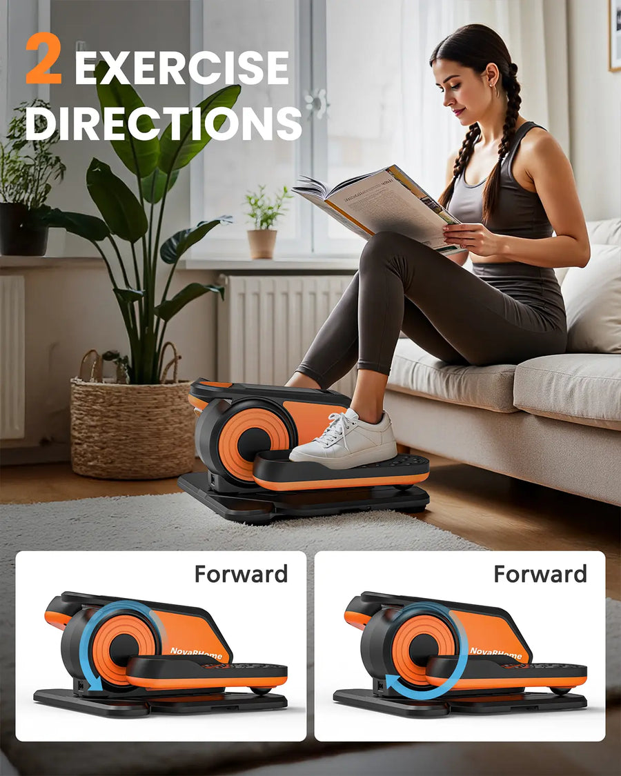 Novarhome Under Desk Elliptical Machine, Quiet & Portable Electric Machine Seated Pedal Exerciser with Remote Control, Low-Impact Electric Leg Workout Machine with 12 Level Speeds Adjustable for Home Office