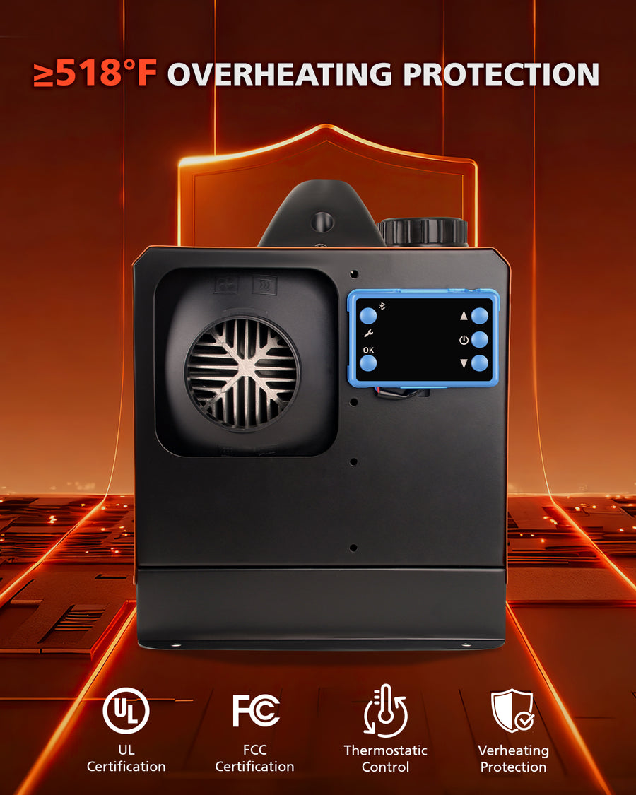 Novarhome 8KW 12V Diesel Air Heater with LCD & Remote Control, Smart Bluetooth App, Low Fuel Consumption, Automatic Altitude Adjustment, Max 18045 ft, 5L Tank, Quiet & Efficient Heating for Vehiclesand Outdoors