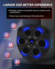 Novarhome Music Boxing Machine, Interactive Punching Trainer with Boxing Gloves, Large Size Wall Mounted Electronic Boxing Target for Adults Kids, 15 Modes & 15 Speeds