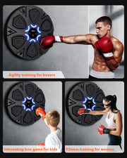 Novarhome Musical Boxing Machine - Wall Mounted Bluetooth Boxing Trainer with LED Lights, Interactive Reaction Training Equipment for Adults and Children, Stress Relief Fitness Workout Gift