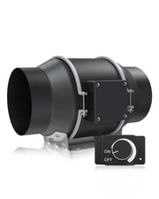 4" Inline Duct Fan, 212 CFM Ventilation Exhaust Fan with Speed Controllor & Quiet EC Motor, Ideal for Heating, Cooling, Grow Tents, Hydroponics