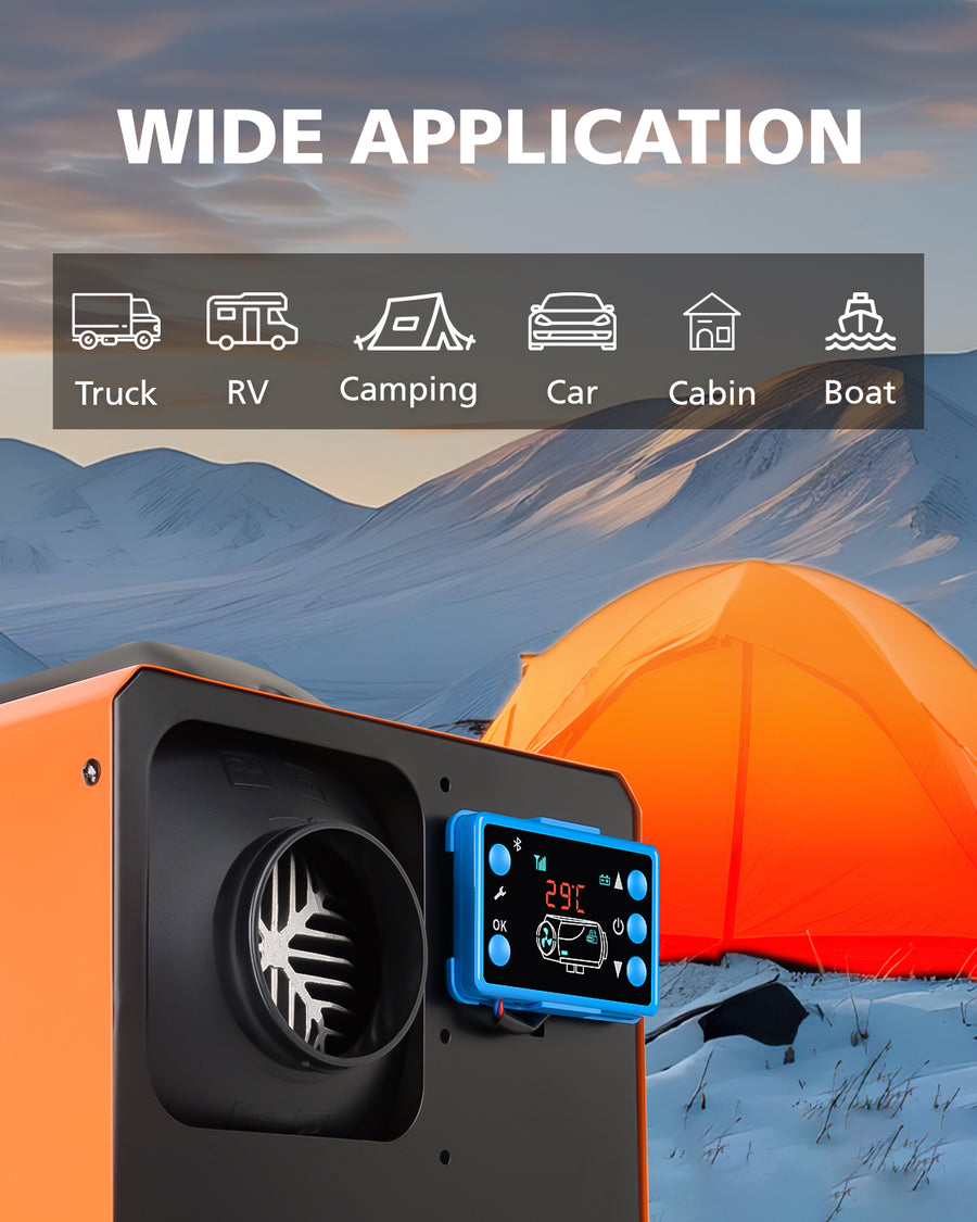 Novarhome 8KW 12V Diesel Air Heater with LCD & Remote Control, Smart Bluetooth App, Low Fuel Consumption, Automatic Altitude Adjustment, Max 18045 ft, 5L Tank, Quiet & Efficient Heating for Vehicles and Outdoors