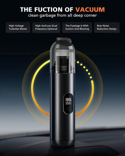 Novarhome Handheld Vacuum Cleaner Cordless - Mini Car Vacuum Cleaner for Cleaning, Blowing, Inflating & Pumping with LED Display & Light, Portable Mini Tool for Car, Home, Pet Hair, Office (Black)