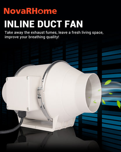 Novarhome 6" Inline Duct Fan, 397 CFM Ventilation Exhaust Fan with Speed Controllor & Quiet AC Motor, Ideal for Heating, Cooling, Grow Tents, Hydroponics