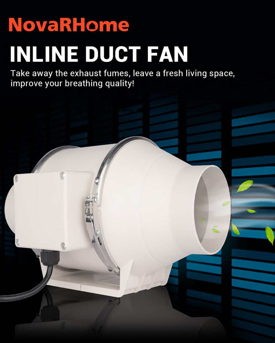 Novarhome 6" Inline Duct Fan, 397 CFM Ventilation Exhaust Fan with Speed Controllor & Quiet AC Motor, Ideal for Heating, Cooling, Grow Tents, Hydroponics