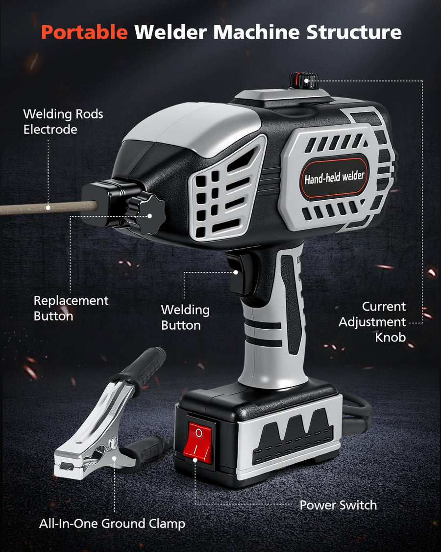 Novarhome Portable Welding Machine 110V Handheld  Portable Hand Held Welder Machine with 20PCS Rods & IGBT Inverter 5 Variable Current Adjustment