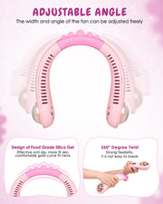 Novarhome Neck Fan for Kids,Bladeless Portable Fan Rechargeable for 4-14Y Girls & Boys, 2400mAh USB Personal Cooling Mini Fan Rechargeable for Travel/Disney/Camping, 3 Speeds, Summer Essentials