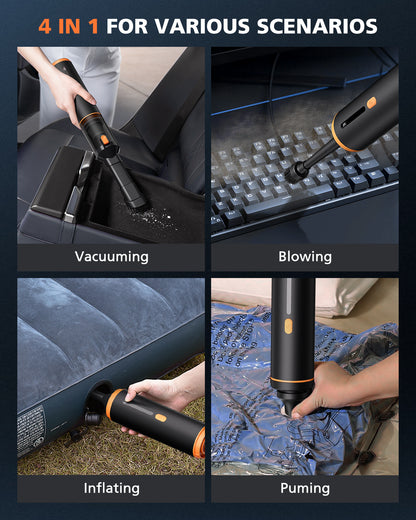 Novarhome Car Vacuum Portable with 16000Pa Powerful Suction, Handheld Vacuum Cordless Rechargeable Blow & Suction 4 in 1, Small Vacuum Cleaner for Car, Home, Office, Outdoor