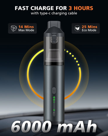 Novarhome Car Vacuum Portable with 16000Pa Powerful Suction, Handheld Vacuum Cordless Rechargeable Blow & Suction 4 in 1, Small Vacuum Cleaner for Car, Home, Office, Outdoor
